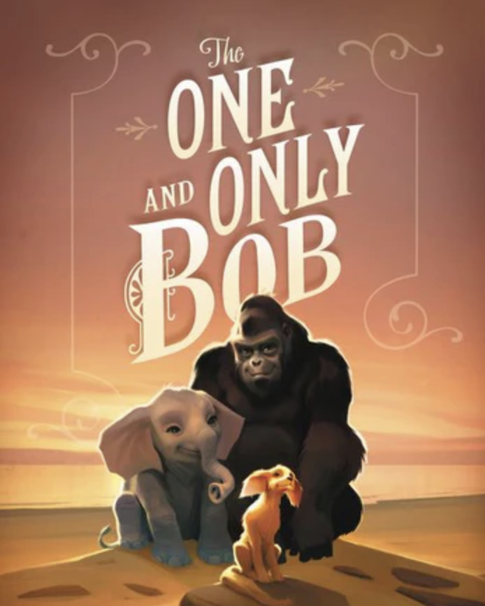 Three animated animals&mdash;an elephant, a gorilla, and a dog&mdash;set against a sunset backdrop.