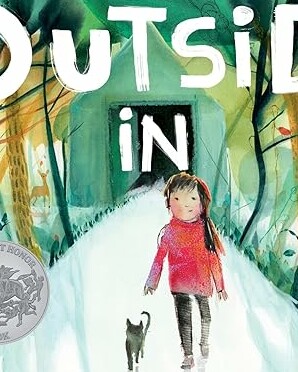 Children&rsquo;s book Outside In showing a child walking through a colorful forest path surrounded by nature