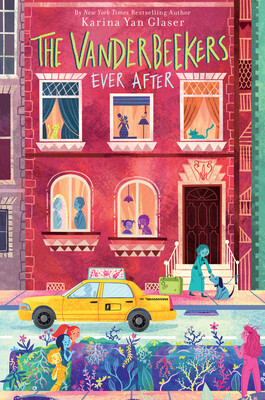 Colorful book cover featuring a whimsical street scene with characters and a taxi outside.